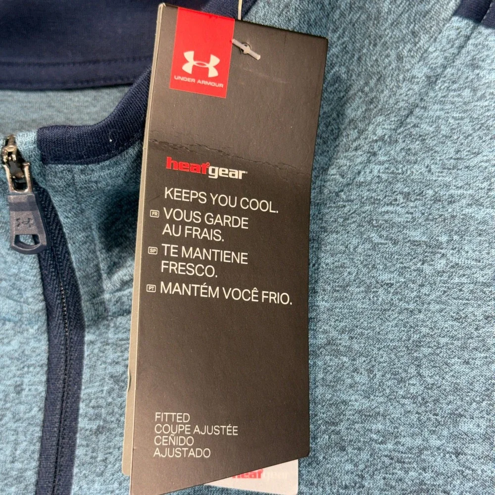 Under Armour UA Siro Elite 1/2 Zip Pullover Mens 2XL Blue Heathered Performance
